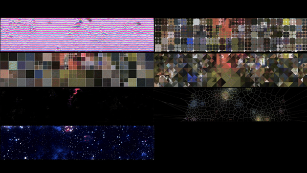 Animated grid showing abstract participatory artworks created for CrowdFXLabs audience experiences